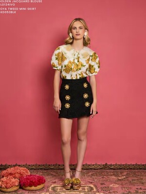 简姐妹 · SisterJane 黑色花朵呢子半裙 显瘦百搭鱼尾包臀a字