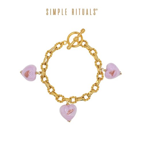 Simple Rituals汪苏泷同款意大利威尼斯手工粉色爱心琉璃女手链