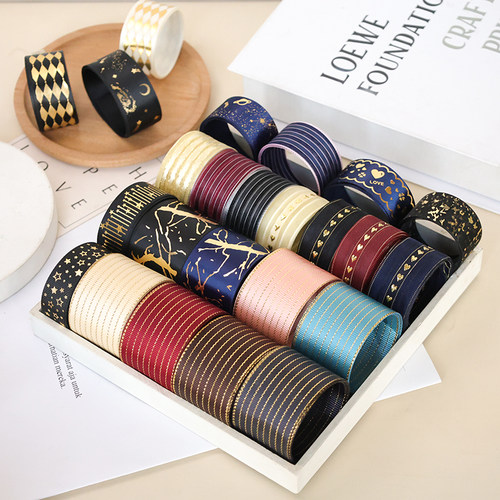 新款黑金烫金丝带吧唧托材料条纹新手diy自制发饰痛包装饰带R149