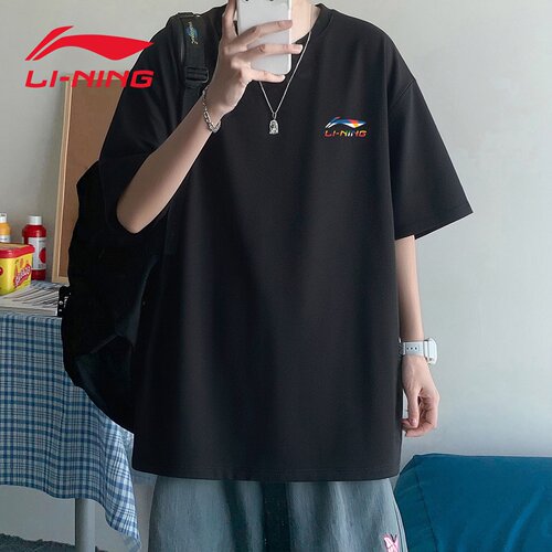李宁男子纯棉百搭潮流时尚五分袖