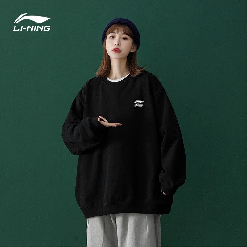 李宁套头无帽卫衣2026秋季男女同款情侣宽松舒适加绒保暖亲肤上衣
