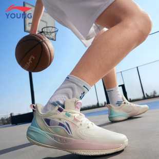 儿童青少年圆头减震耐磨回弹低帮运动鞋 李宁光能Pre篮球鞋 夏新款