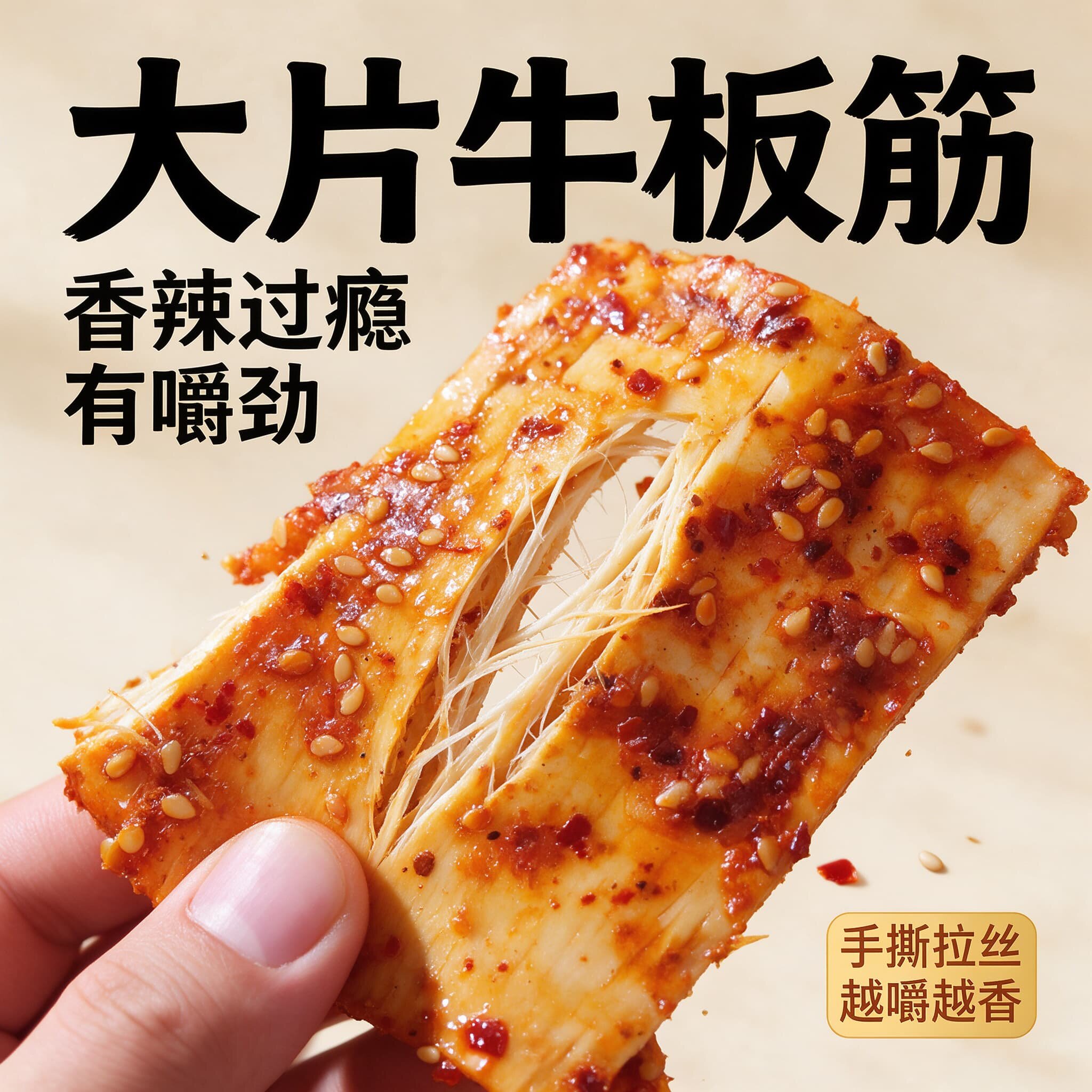 大片手撕牛板筋乳子牛香辣过瘾越嚼越香牛肉类休闲零食爽口熟食