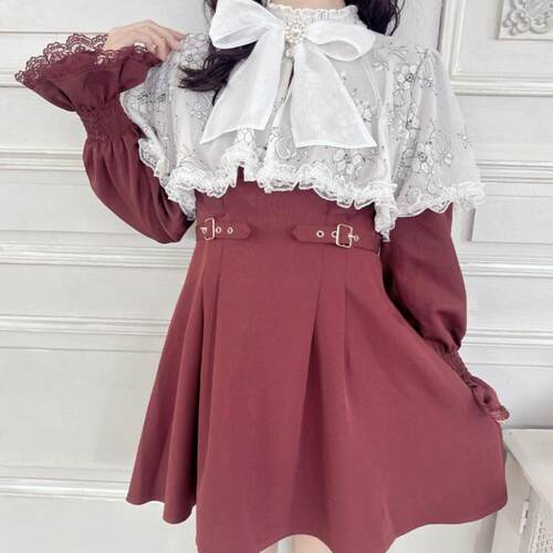 夏日寒烟10月日系蕾丝边裙