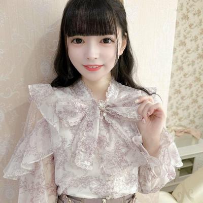 衬衫大蝴蝶结印花秋季高级感气质