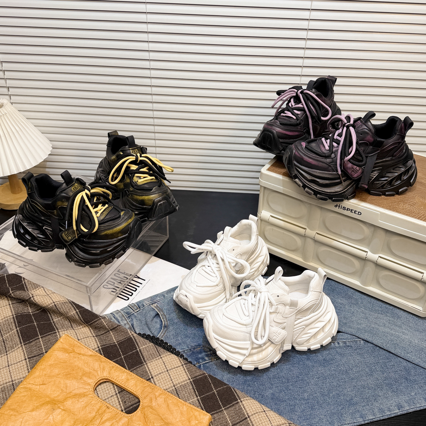 日本OFFCAT松糕厚底双系带老爹鞋女2026款增高潮流百搭运动休闲鞋