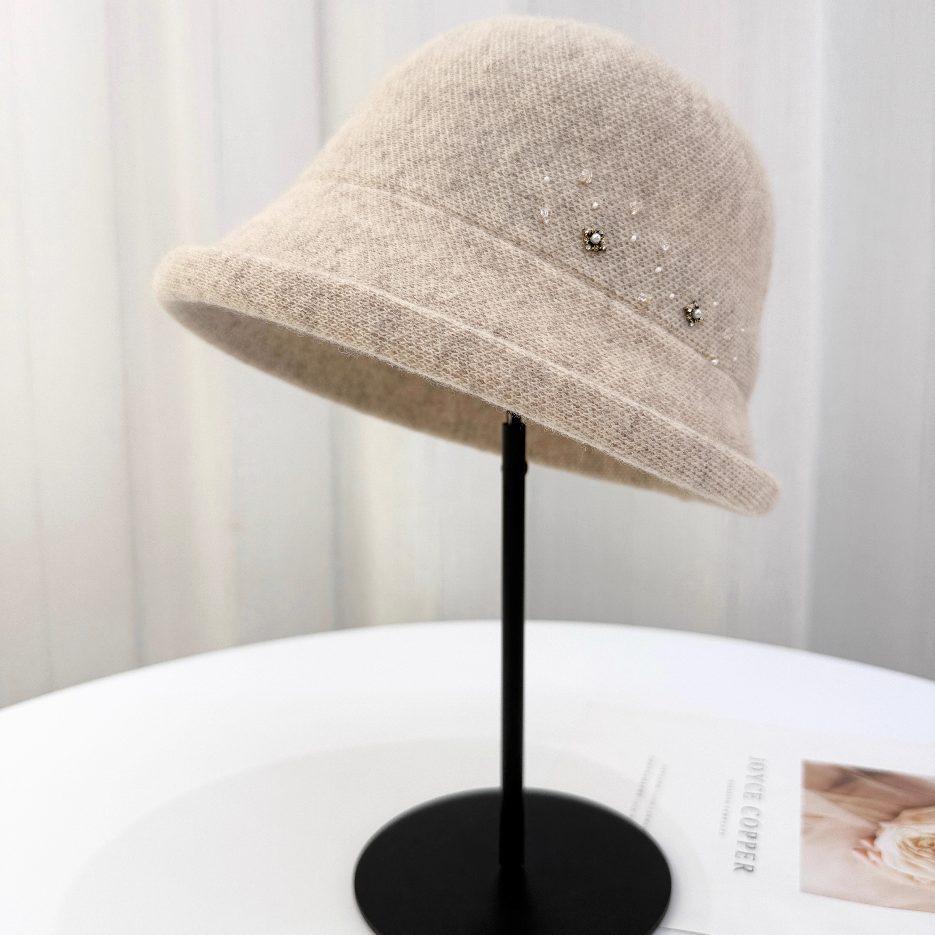 羊毛礼帽女英伦渔夫帽秋冬季气质名媛法式赫本风时尚卷边帽子女款