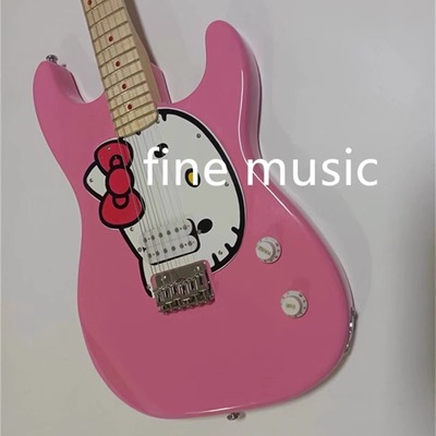粉红大猫头1V1T电子学生练习电吉他kitty st electric guitar