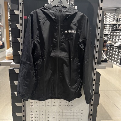 Adidas阿迪达斯防风外套男正品透气运动连帽梭织户外冲锋衣JN8804