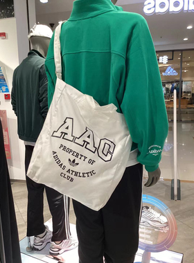 adidas 三叶草 印花徽标大容量可手提托特包 购物袋帆米色 IN4729