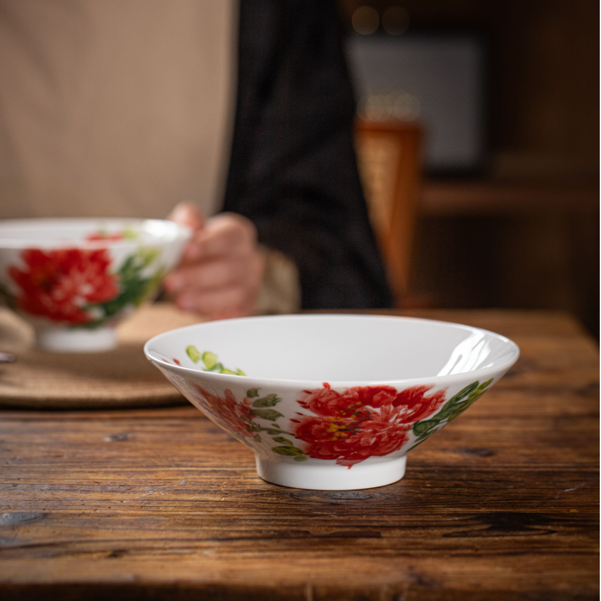 水墨中国元素18cm小红花碗