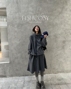 磨毛卫衣套装 韩国设计师款 百搭休闲半身裙 松弛感天菜 Fishcosy