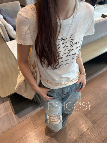 亚麻配棉！ 高品质 正肩版型 刺绣字母短袖 超级舒服透气