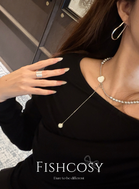 爱心不规则流苏珍珠项链 独家新款韩国设计师款