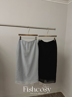 韩国超美双层开衩纱裙半裙 夏威夷人鱼2025新品