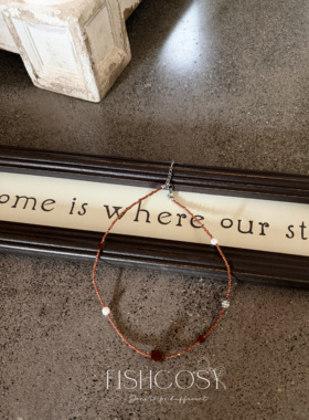 淡水珍珠配玛瑙金沙石串项链 韩国设计师新品