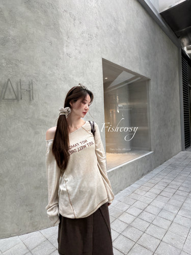 美感再现 Fishcosy明线大领T 独特后背荡领设计 浪漫别致 桑蚕丝