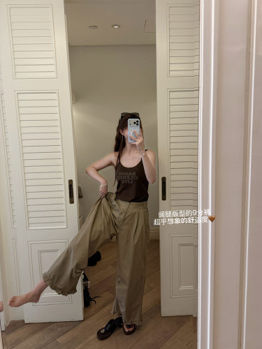 自留款 薄棉超舒服 荷叶边拼接小碎花 9分休闲裤 纯棉透气舒服