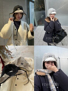 fish 可爱羊羔毛 2025韩国秋冬新品 夏威夷人鱼 护耳帽子