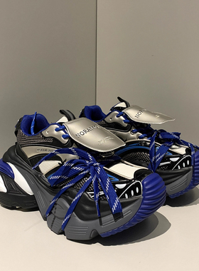 【香港&轻奢】【明星同款】潮牌男鞋高级感克莱因蓝色老爹鞋动鞋