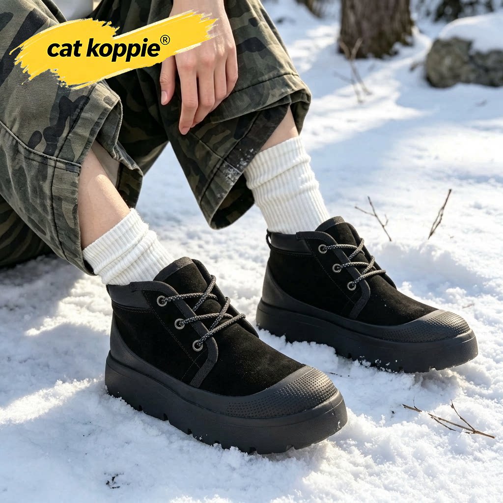 Cat Koppie户外厚底男士雪地靴2026冬季新款加绒加厚保暖防滑棉鞋