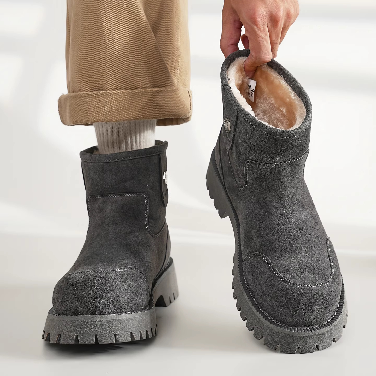 香港雪地靴男冬季加绒加厚一脚蹬