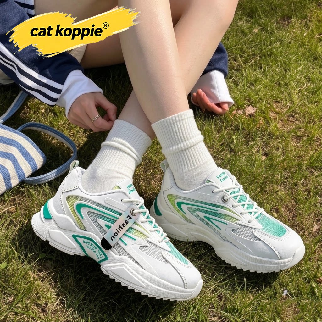 Cat Koppie男鞋秋季透气运动鞋男士跑步网面气垫秋季增高老爹潮鞋