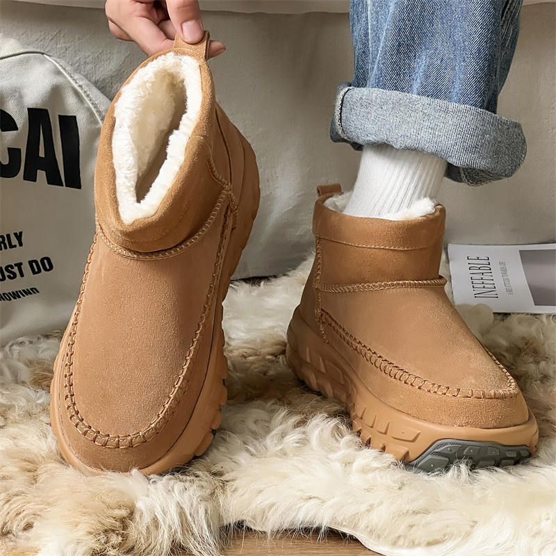 【香港&轻奢】新款皮毛一体雪地靴男情侣轮胎厚底加绒加厚冬季潮