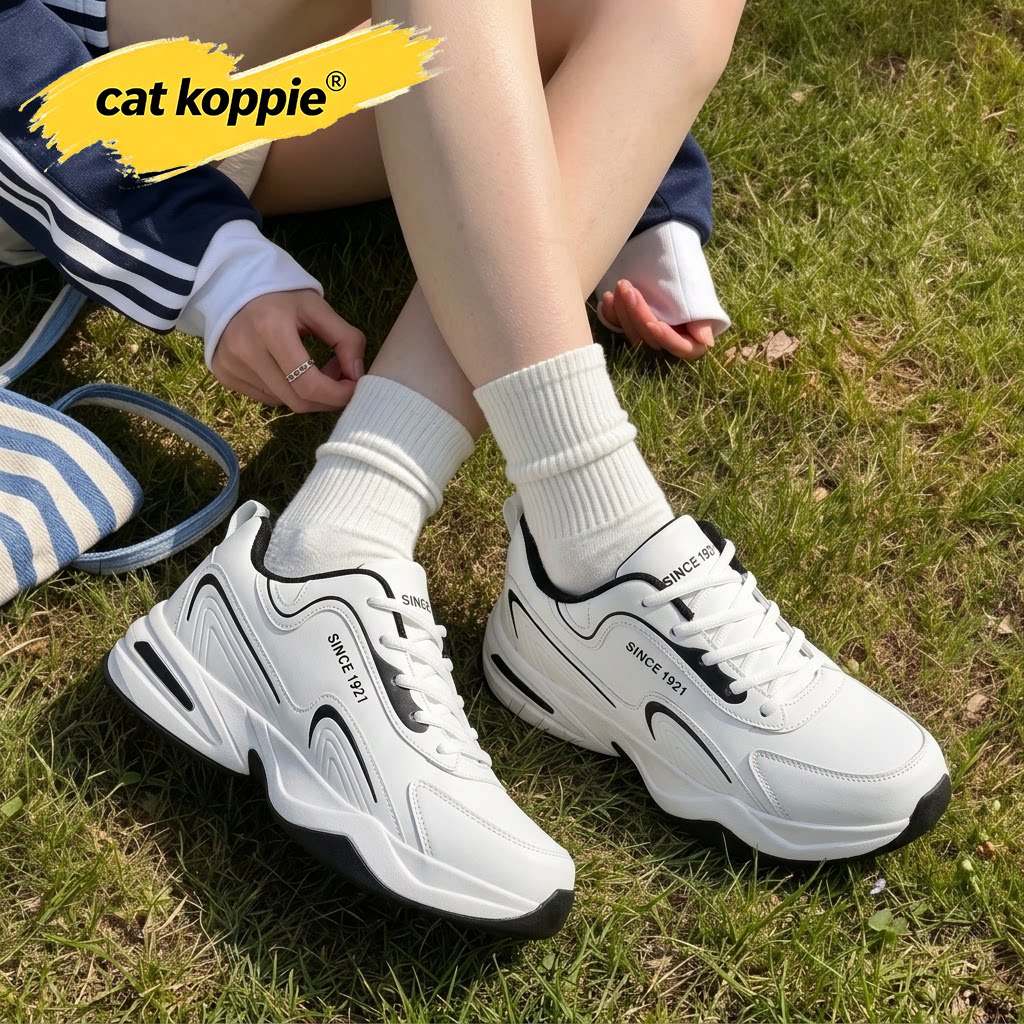Cat Koppie男士运动鞋秋季皮面防水男鞋全学生防滑厚底休闲鞋