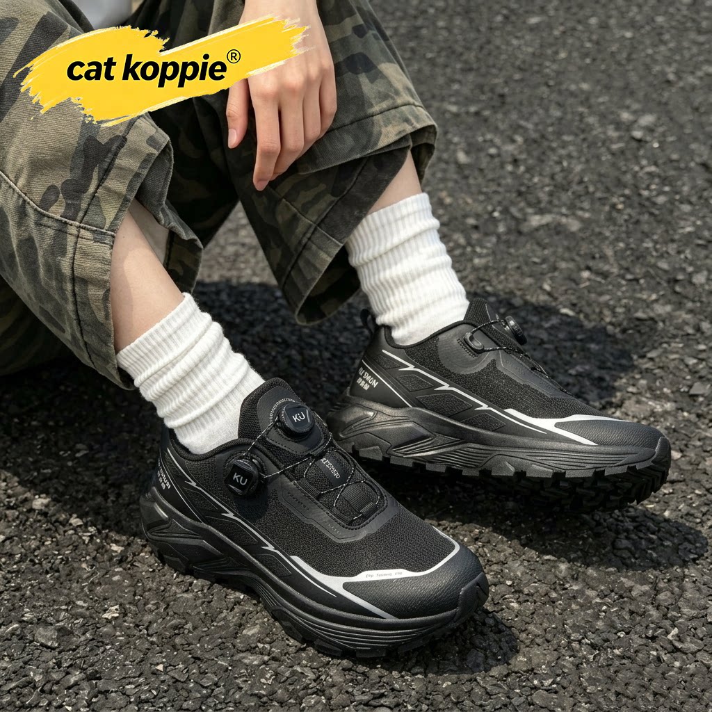 Cat Koppie黑户外机能防滑耐磨户外运动鞋网面透气舒适旋钮扣男鞋
