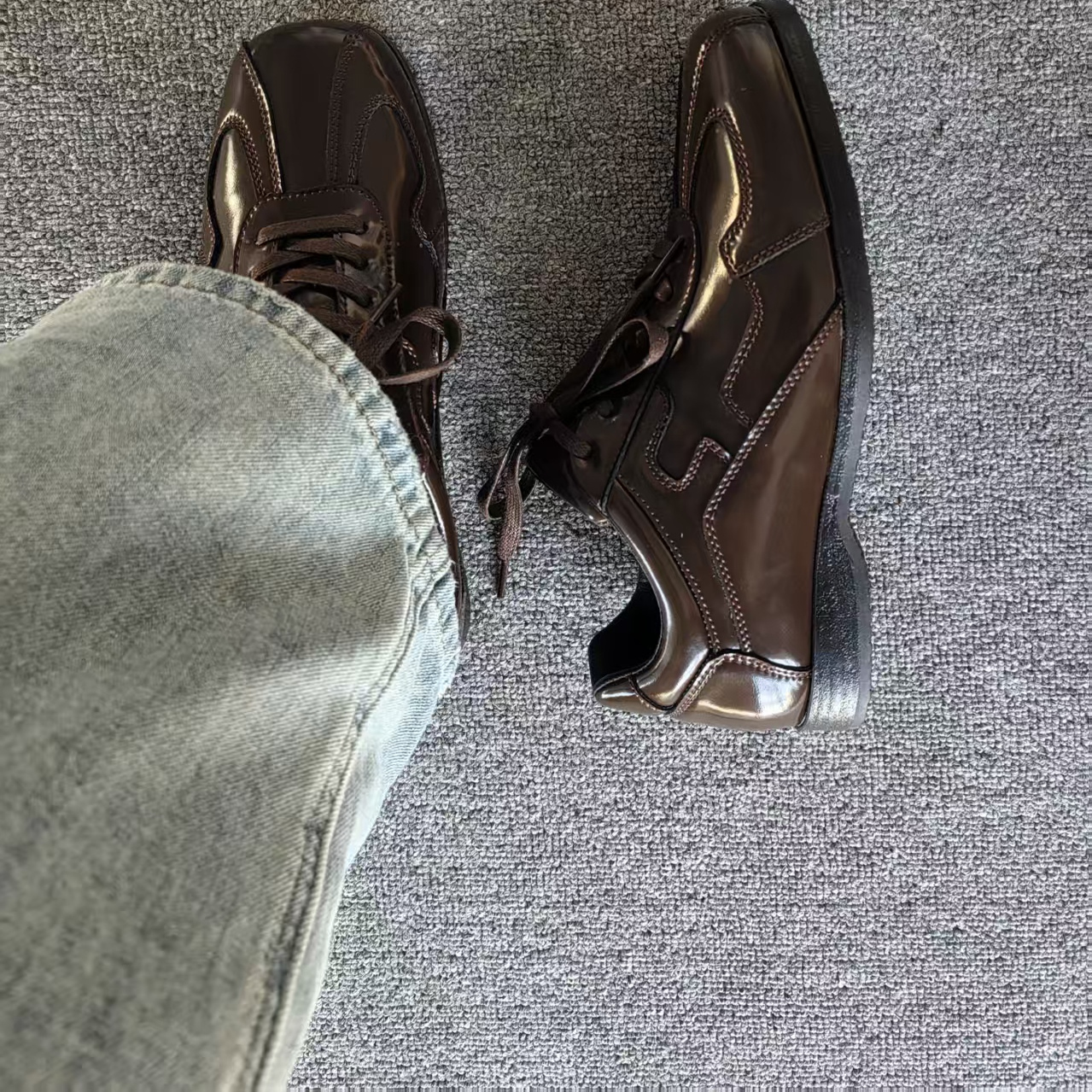 【香港&轻奢】2025秋季新款男鞋真皮德训鞋复古系带潮流百搭