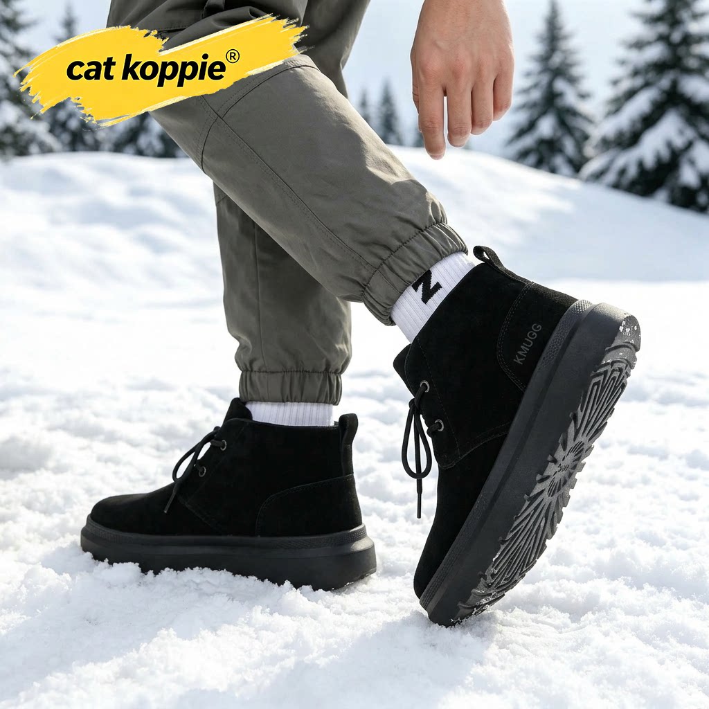 Cat Koppie雪地靴男厚底防滑保暖东北加厚秋冬系带新款男鞋短靴