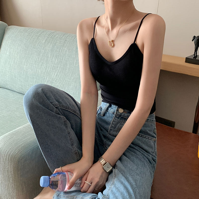 实价不减实拍吊带小背心女内搭外穿带胸垫美背打底抹胸上衣8802