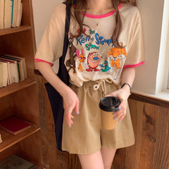 實拍卡通印花T恤夏季可愛寬鬆韓版ins百搭短袖上衣