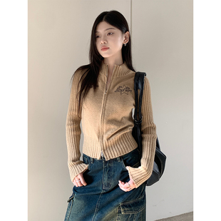 百搭潮流美拉得毛衣3122 女休闲时尚 实拍秋冬修身 拉链设计针织开衫