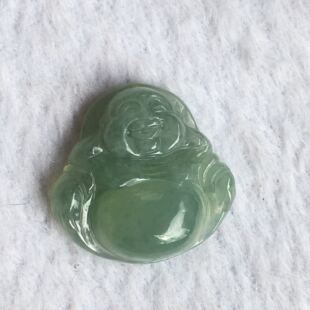 天然冰种满绿A货翡翠玉佛爷吊坠弥勒佛公项坠大笑佛玉坠平安挂坠