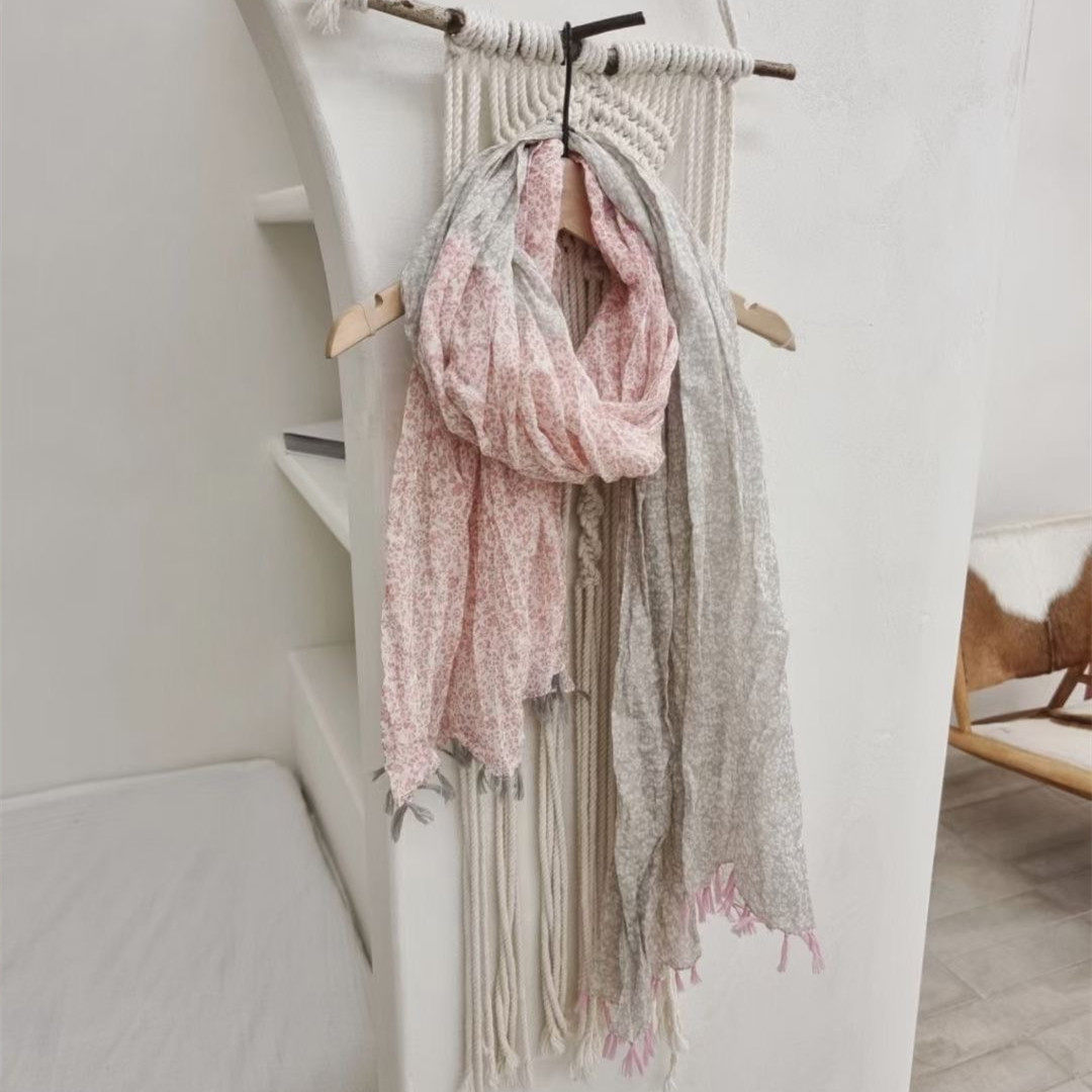 包邮韩国东大门代购EBADA新款高级感百搭长方形花色洋气仙女丝巾