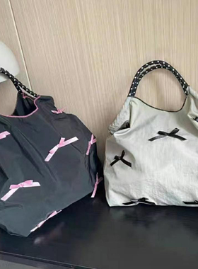 韩国东大门代购trou新款24ss韩国代购ins风蝴蝶结单肩包布包