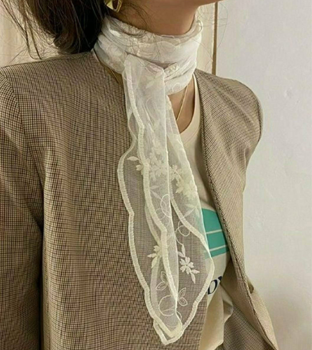 东大门韩国网纱绣花仙女丝巾包邮