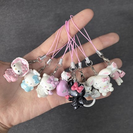 日本sanrio三丽鸥helloKitty散货天使恶魔奶油钥匙扣包包挂件摆件