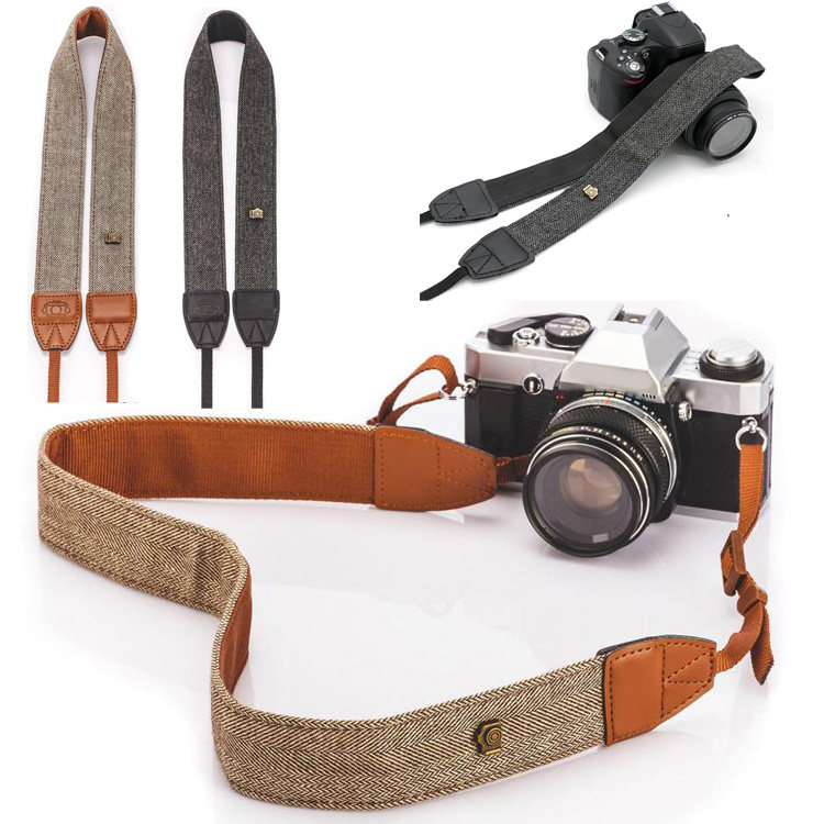 SLR 카메라 구리 버클 스트랩 문학 복고풍 홀터넥 넥 카메라 어깨 스트랩 감압 방지 미끄럼 방지