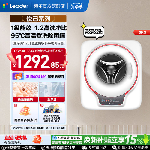 海尔出品统帅3kg壁挂洗衣机小型全自动婴儿童内衣防跌落833