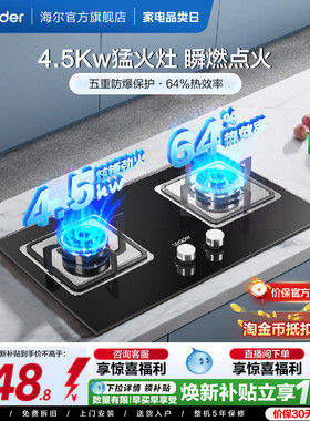 换新补贴海尔出品统帅燃气灶家用双灶台嵌入式天然气灶具QIGL2D