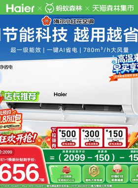 爆款|海尔小红花净省电空调大1匹一级能效变频家用卧室挂机26E1