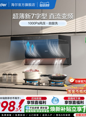 换新补贴 海尔出品统帅抽油烟机92DPlus厨房家用变频顶侧三吸官方
