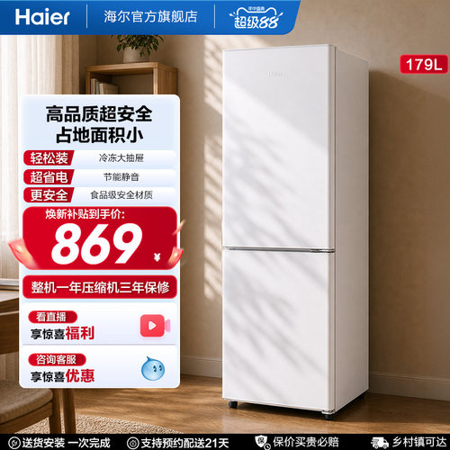 海尔179L双门厨房冰箱