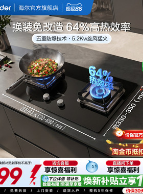 换新补贴 海尔出品统帅天然气燃气灶家用双灶台嵌入式官方LQ720GA