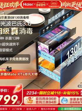 海尔麦浪消毒柜130L医用级灭菌舱家用小型嵌入式碗筷柜烘干EB130