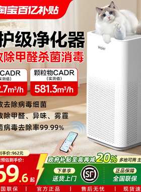 海尔空气净化器家用除甲醛吸烟除烟宠物异味灰尘负离子小型净化机