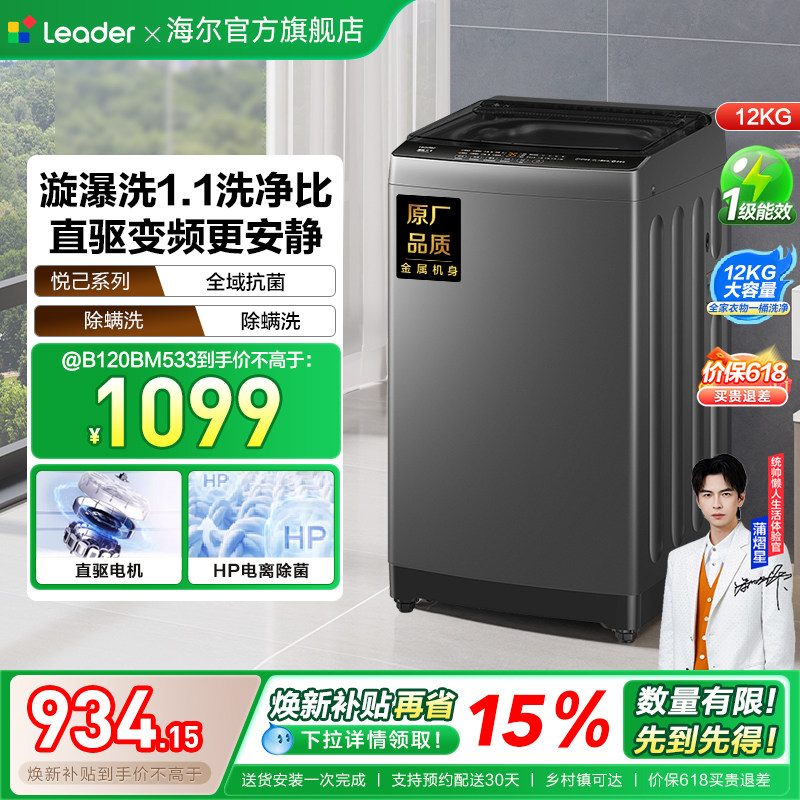 直驱变频海尔出品统帅波轮洗衣机12kg家用全自动大容量533